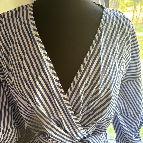 New York & Company NWT Pullover Wrap V Neck Stripe Dress - Picture 2 of 11